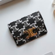 Celine Card Holder with Flap Triomphe in Triomphe Canvas Black