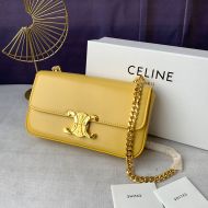 Celine Claude Chain Shoulder Bag in Shiny Calfskin Yellow