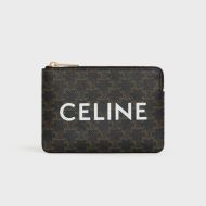 Celine Coin Card Pouch in Triomphe Canvas with Celine Print Brown