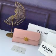 Celine Large Bifold Wallet Triomphe in Shiny Calfskin Pink