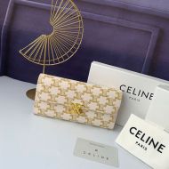 Celine Large Bifold Wallet Triomphe in Triomphe Canvas White