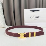 Celine Medium Triomphe Belt in Smooth Calfskin with Metal Loop Burgundy