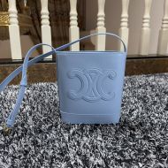 Celine Mini Bucket Bag in Smooth Calfskin with Cuir Triomphe Blue
