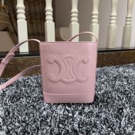 Celine Mini Bucket Bag in Smooth Calfskin with Cuir Triomphe Pink