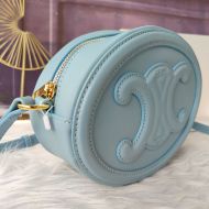 Celine Small Oval Bag in Smooth Calfskin with Cuir Triomphe Sky Blue