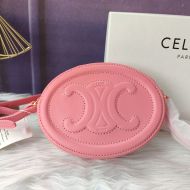Celine Mini Oval Bag in Smooth Calfskin with Cuir Triomphe Pink