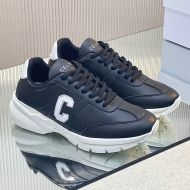 Celine Runner CR-02 Low Lace-Up Sneakers Unisex Calfskin Black/White