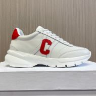Celine Runner CR-02 Low Lace-Up Sneakers Unisex Calfskin White/Red