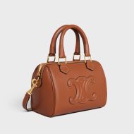 Celine Small Boston Bag in Smooth Calfskin with Cuir Triomphe Brown