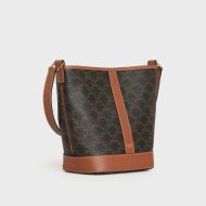 Celine Small Bucket Bag in Triomphe Canvas Brown