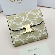 Celine Small Trifold Wallet Triomphe in Triomphe Canvas Beige