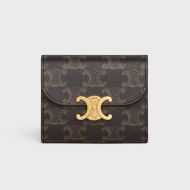Celine Small Trifold Wallet Triomphe in Triomphe Canvas Brown