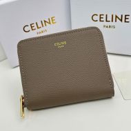 Celine Small Zipped Wallet Essentials in Grained Calfskin Khaki