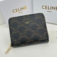 Celine Small Zipped Wallet Essentials in Triomphe Canvas Brown