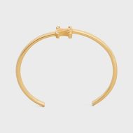 Celine Triomphe Asymmetric Cuff Bracelet in Brass Gold