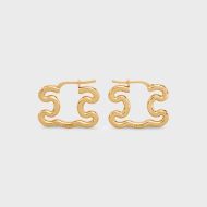 Celine Triomphe Frame Large Earrings in Brass Gold