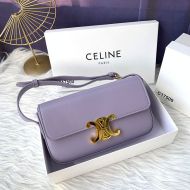Celine Claude Shoulder Bag in Shiny Calfskin Purple