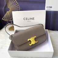 Celine Claude Shoulder Bag in Shiny Calfskin Taupe
