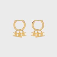 Celine Triomphe Trio Hoop Earrings in Brass with Gold Finish Gold