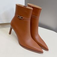Celine Verneuil Ankle Boots Women Calfskin with Triomphe Brown