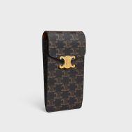 Celine Vertical Phone Pouch in Triomphe Canvas Brown