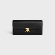 Celine Large Bifold Wallet Triomphe in Shiny Calfskin Black