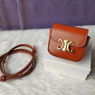 Celine Mini Claude Crossbody Bag in Shiny Calfskin Brown