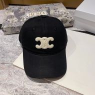 Celine Triomphe Baseball Cap in Cotton Black/White