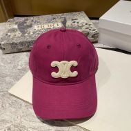 Celine Triomphe Baseball Cap in Cotton Rose/White