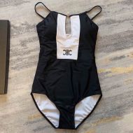 Celine Triomphe Swimsuit Women Lycra Black/White