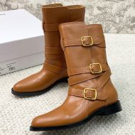 Celine Triple Buckles Boots Women Calfskin Brown