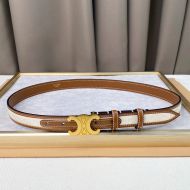 Celine Medium Triomphe Belt in Calfskin Fabric with Triomphe Allover Print Brown