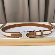 Celine Medium Triomphe Belt in Calfskin Fabric with Triomphe Allover Print Brown/Silver