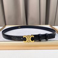 Celine Medium Triomphe Belt in Crocodile Embossed Calfskin Black/Gold