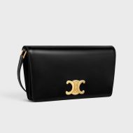 Celine Trapeze Shoulder Bag in Shiny Calfskin Black